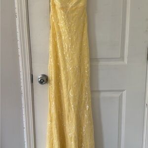 Elegant Yellow Sequin Gown
